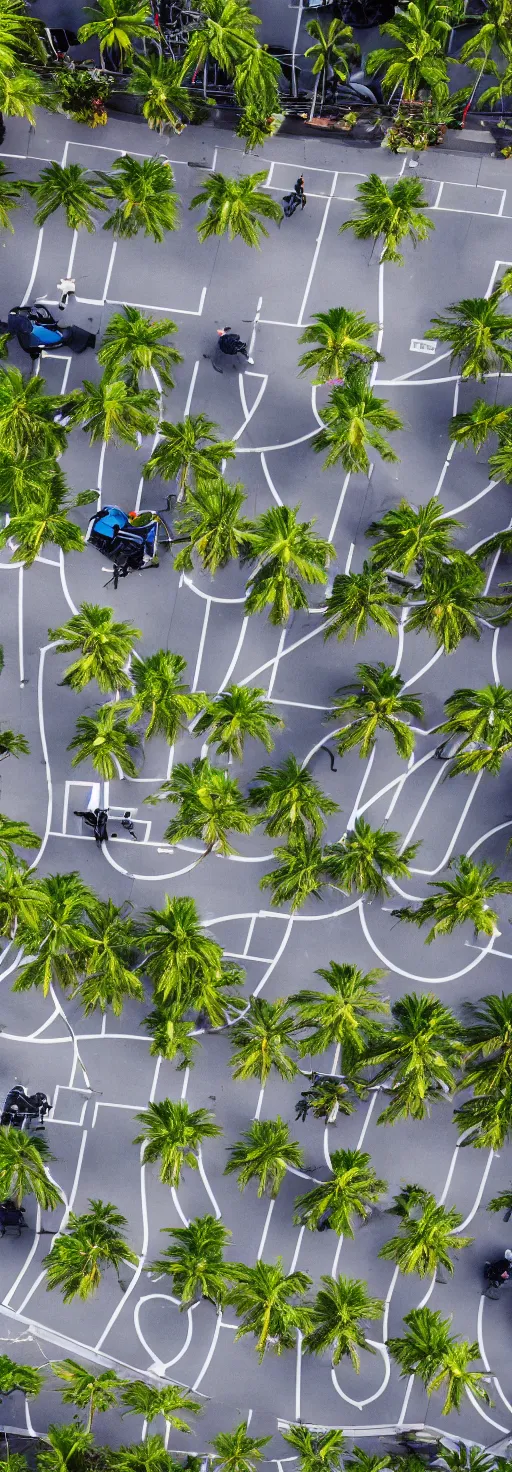 Image similar to satellite photo of sidewalk, palm trees, bicycles ways, accessible for the disabled, by professional photographer, 8 k resolution, photo, high quality