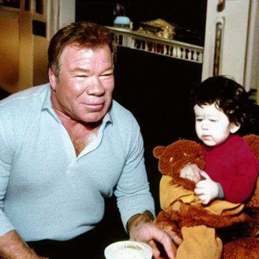 Prompt: william shatner eating a baby