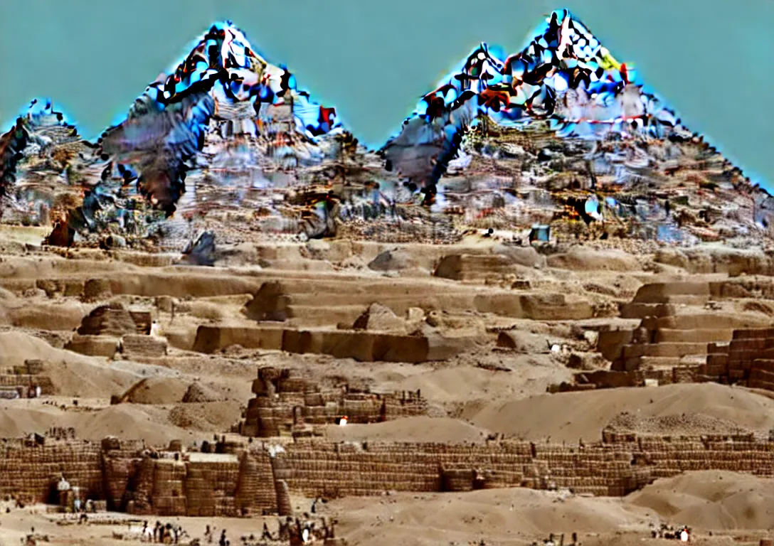 Image similar to Great Pyramids turning into gigantic robots with lasers in Egypt. Photorealistic. Intricate details.