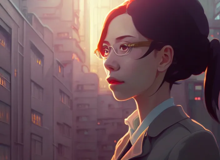 Image similar to a film still portrait of a suspicious female spy, finely detailed features, minions, cinematic lighting, perfect art, night cyberpunk city, intricate, anime, minion, gapmoe grimdark, artstation, trending on pixiv fanbox, painted by greg rutkowski makoto shinkai takashi takeuchi studio ghibli, akihiko yoshida, 4 k