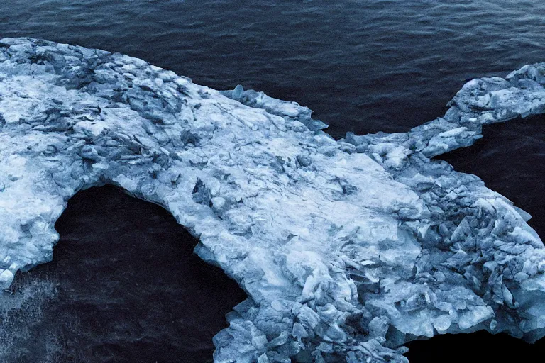 Image similar to vfx movie scene writhing ice leviathan closeup by emmanuel lubezki