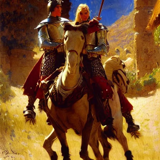 Prompt: attractive knights in camelot. highly detailed painting by gaston bussiere, craig mullins, j. c. leyendecker