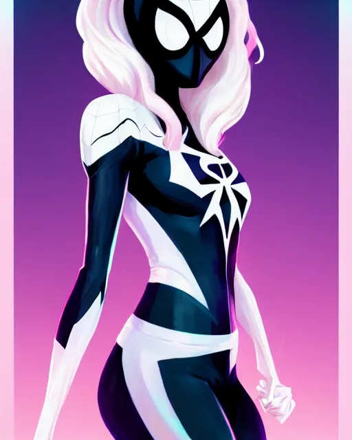 Image similar to portrait of Emma Stone as Spider-Gwen venom, art by lois van baarle and loish and ross tran and rossdraws and sam yang and samdoesarts and artgerm, middle shot, digital art, highly detailed, intricate, sharp focus, Trending on Artstation HQ, deviantart, unreal engine 5, 4K UHD image