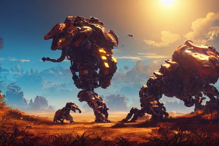 Image similar to shell - walker machine mecanical creature robot of horizon forbidden west horizon zero dawn radiating a glowing aura global illumination ray tracing hdr fanart arstation by ian pesty and alena aenami artworks in 4 k