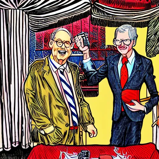 Image similar to The Artwork of R. Crumb and his Cheap Suit Mitch McConnell and Nancy Pelosi, pencil and colored marker artwork, trailer-trash lifestyle