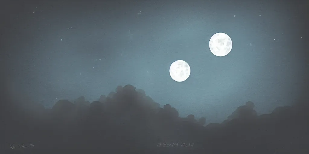 Image similar to full moon in the sky in peacefull night, lofi style scene, digital art