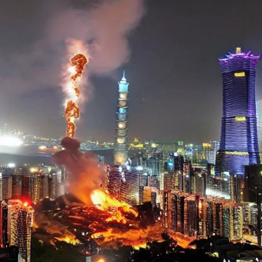 Image similar to a big explosion in the city of taiwan