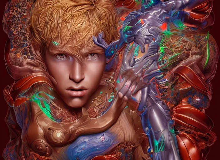 Prompt: a biologic boy 4 1 6 0 by artgerm and ernt haeckel, vivid colour, trending on artstation