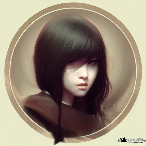 Image similar to teen girl, long black hair, gorgeous round face, brown pollover, amazing, elegant, intricate, highly detailed, digital painting, artstation, concept art, sharp focus, illustration, art by ross tran