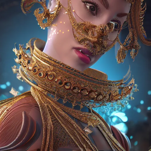 Image similar to portrait of wonderful princess, glowing, ornate and intricate, jaw dropping, dynamic lighting, intricate and detailed, 4 k octane render