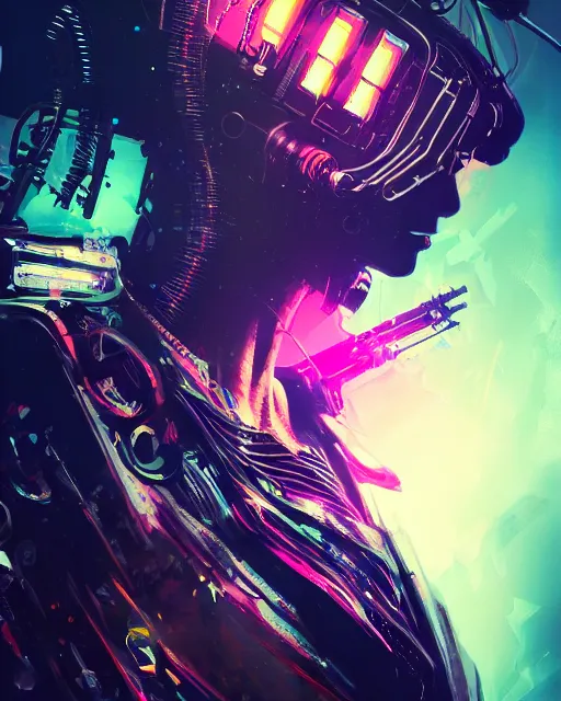 Image similar to a glitch art painting of cyberpunk cyborg knight / wizard trending on artstation deviantart pinterest detailed realistic hd 8 k high resolution