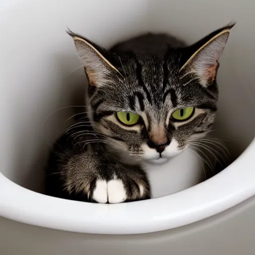 Prompt: a cat escaping a bathtub filled with milk