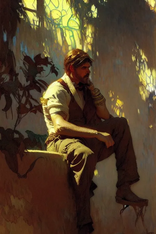 Image similar to attractive man, painting by gaston bussiere, craig mullins, greg rutkowski, alphonse mucha