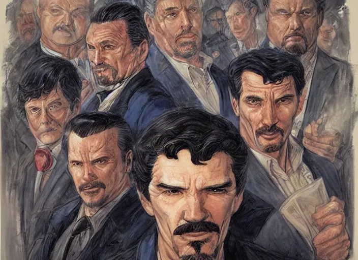 Image similar to a highly detailed mafia portrait of stephen strange, james gurney, james jean