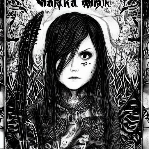 Prompt: illustration saria as black metal fan