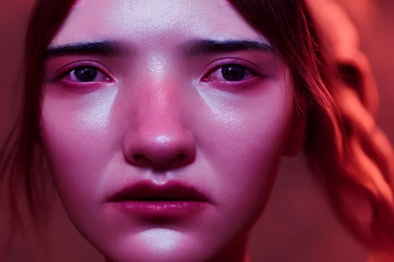 Image similar to vfx film closeup, love death, and robots, flat color profile low - key lighting award winning photography arri alexa cinematography, hyper real photorealistic cinematic beautiful natural skin, famous face, atmospheric cool colorgrade