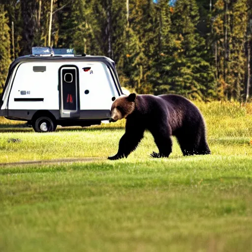 Image similar to a bear chasing a camper
