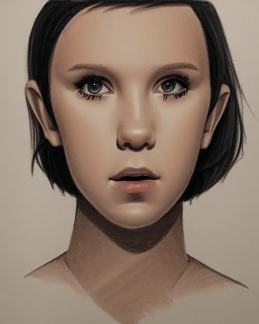 Image similar to pencil portrait of millie bobby brown