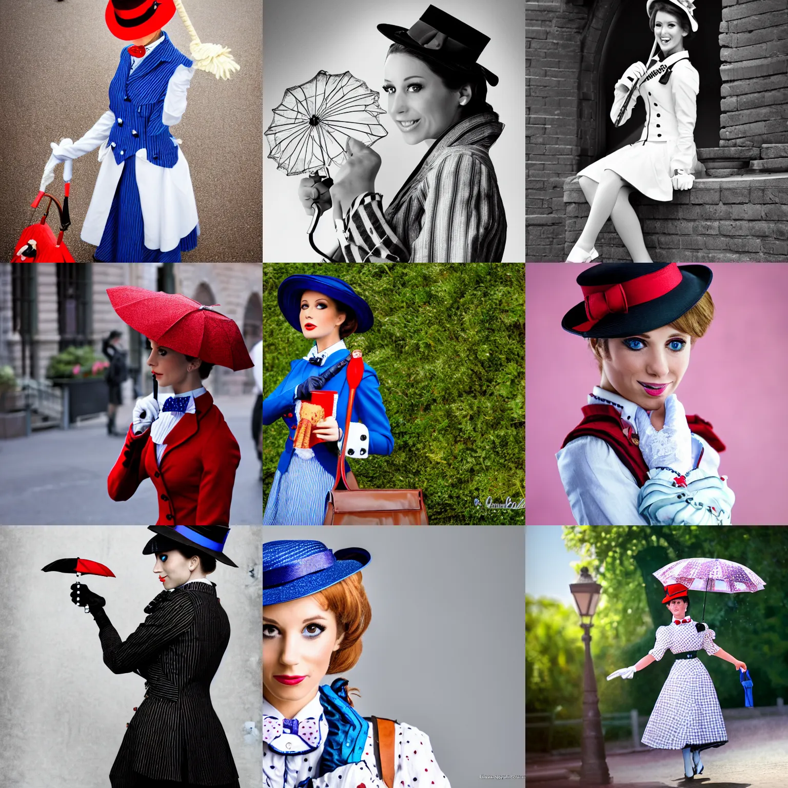 Prompt: a bland and white high resolution photo liz katz as mary poppins, f 2. 8, 1 5 0 mm, 4 k, hd, award winning photography.