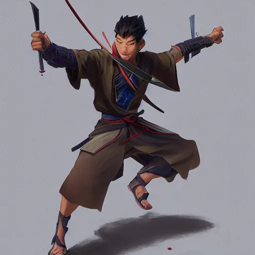 Image similar to full body concept art of a samurai ninja warrior pixar cute realistic shaded sharp lines stylized by stanley artgerm lau, wlop, rossdraws, james jean, jakob eirich, andrei riabovitchev, marc simonetti, and sakimichan, trending on artstation