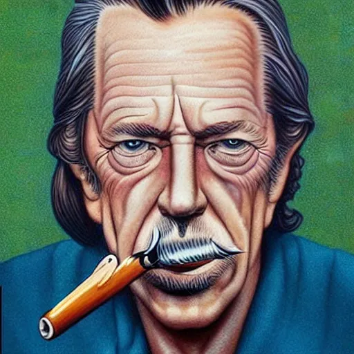 Image similar to Alan watts Smoking a pipe, drawn by alex grey