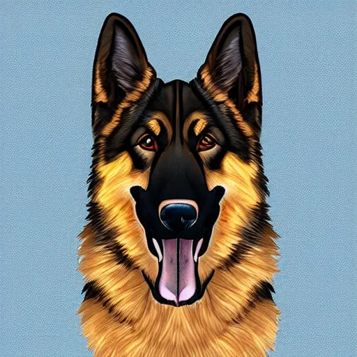 Image similar to anthropomorphic german Shepherd, Digital Art