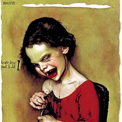 Prompt: Sad vampire, by Norman Rockwell.