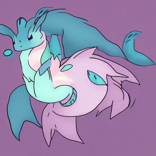 Prompt: Vaporeon sleeping, Vaporeon if pink coloured