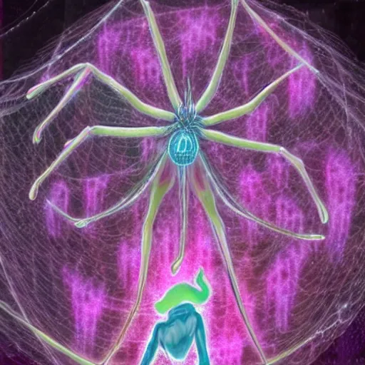 Image similar to Astral spider feeding on human aura