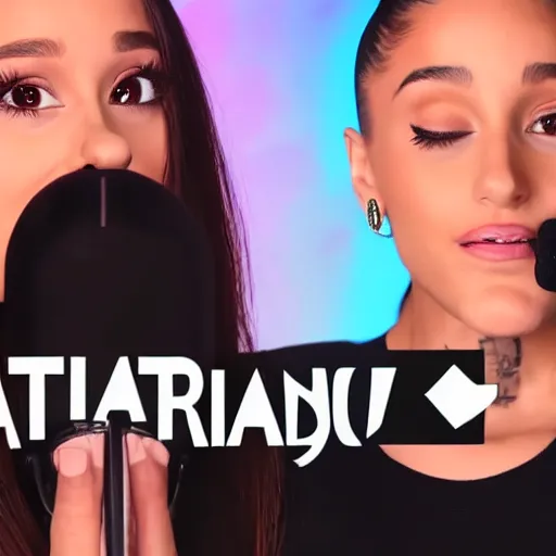 Image similar to Ariana Grande doing ASMR, 4K, studio lighting, portra 400, youtube HD video thumbnail