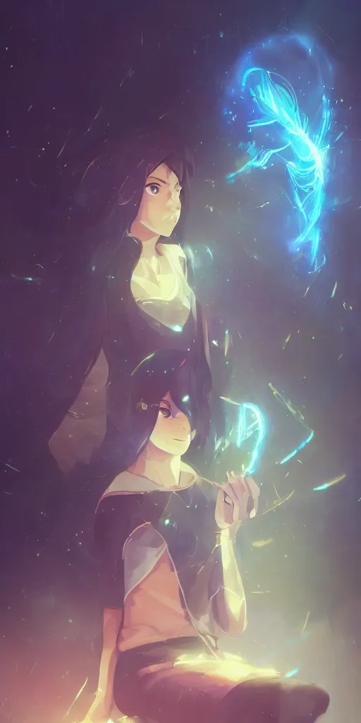 Image similar to beautiful young Himalayan woman with psychic powers, holding crystals, sad, futuristic, somber, by Makoto Shinkai, by rossdraws, dramatic lighting, reflective light