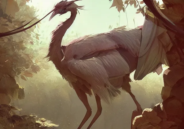 Image similar to a new animal inspired by horse and shoebill, digital art made by makoto shinkai, lois van baarle, greg rutkowski and jakub rebelka, highly detailed, symmetrical, extremely coherent, concept art