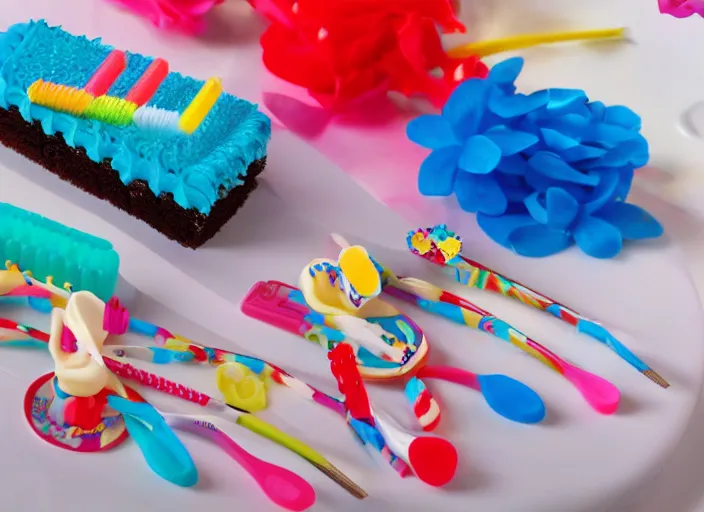 Image similar to A birthday cake with toothbrushes instead of candles