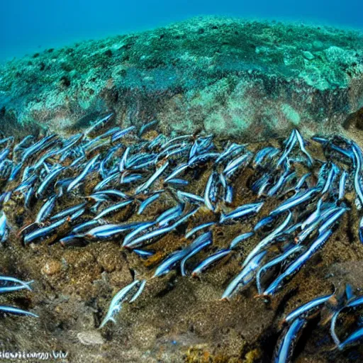 Image similar to 250 eels in the ocean, underwater photography