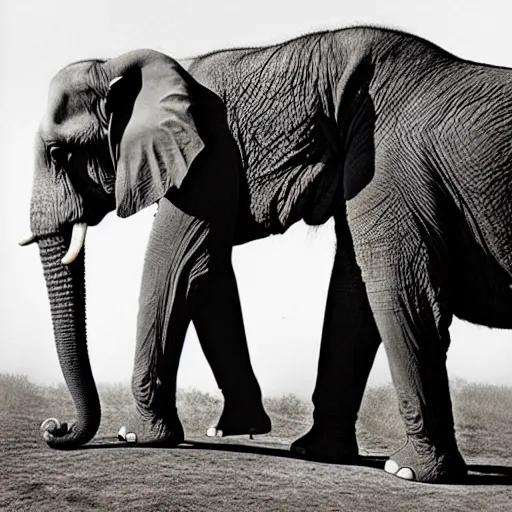 Image similar to Creature with the body of an elephant and the head of a human, National Geographic photograph