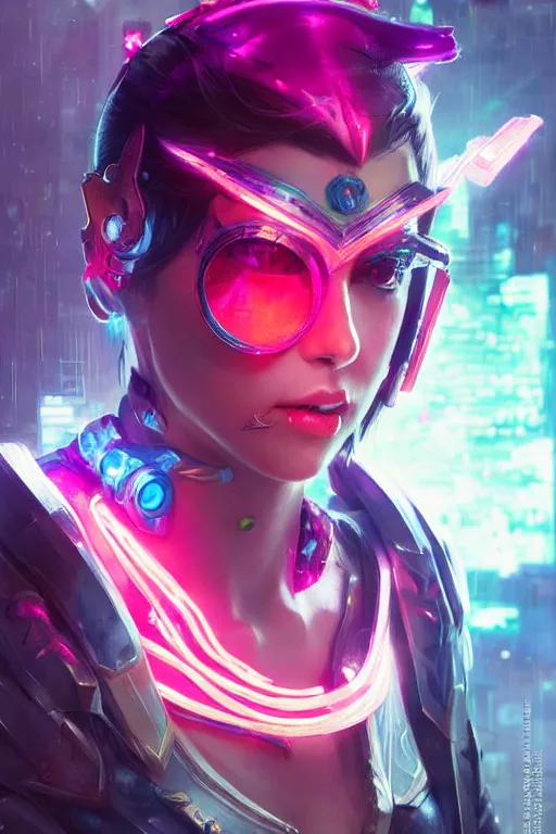 Image similar to fiora from league of legends, cyberpunk futuristic neon. decorated with traditional japanese ornaments by ismail inceoglu dragan bibin hans thoma greg rutkowski alexandros pyromallis nekro rene maritte illustrated, perfect face, fine details, realistic shaded, fine - face, pretty face, masterpiece