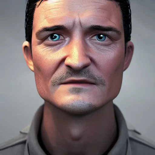 Image similar to hyperrealistic glamour shot of orlando bloom as the lead character in pixar's movie up, stunning 3 d render inspired by istvan sandorfi & xiang duan, perfect symmetry, dim volumetric cinematic lighting, 8 k octane comprehensive render, extremely mega hyper - detailed and lifelike attributes & atmosphere, intricate, realistic flesh texture, masterpiece, artstation, stunning,