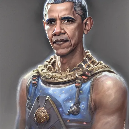 Image similar to Barack Obama as a fantasy D&D character, portrait art by Donato Giancola and James Gurney, digital art, trending on artstation