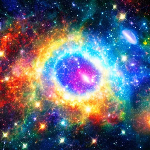 Image similar to the creation of a new universe cosmic light expanding, 4k resolution brilliant color scheme