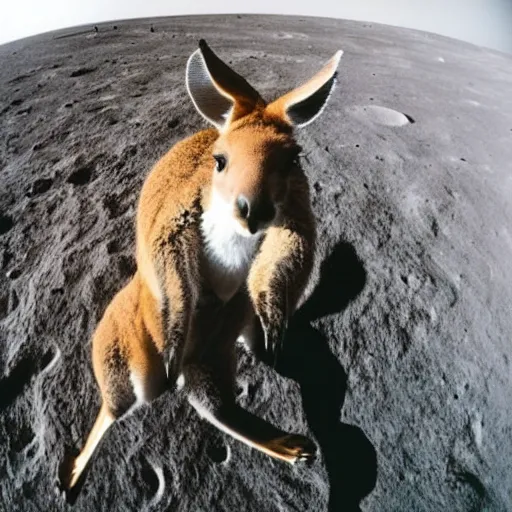 Prompt: selfie of a kangaroo on the moon