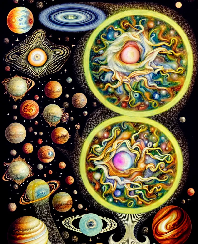 Image similar to whimsical uncanny creature alchemizes unique canto about'as above so below'being ignited by the spirit of haeckel and robert fludd, breakthrough is iminent, glory be to the magic within, to honor jupiter, painted by ronny khalil