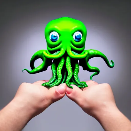 Image similar to ultra cute design for a Cthulhu art vinyl toy, Pixar, studio lighting, product shot 8k hd