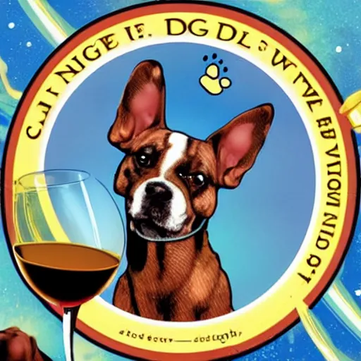 Prompt: dog wine night in space