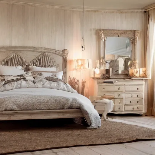 Prompt: country!! bedroom design, photorealistic!!!!!!! art style, luminous lighting, intricately defined, beautifully ordinated