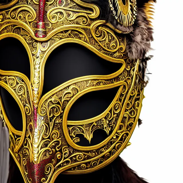 Image similar to full body portrait photo of a female warrior with ornate venetian mask, highly detailed, 8 k, hdr, close up, smooth, sharp focus, high resolution, award - winning photo