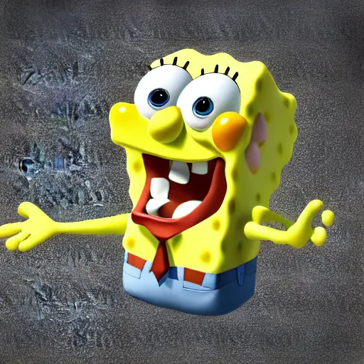 Prompt: a 3d render of spongebob