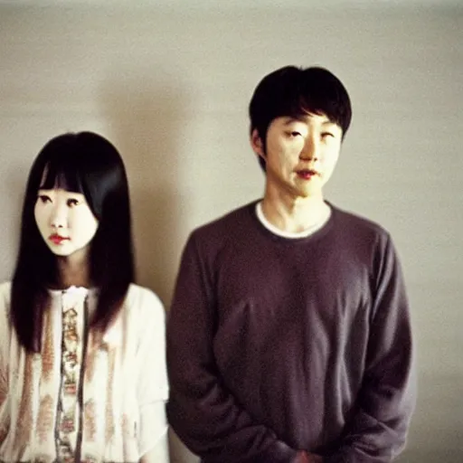 Image similar to archive of the actress Choi Eun-Hee and director Shin Sang-ok, Reuters, 35mm film, film grain, gentle, underexposed