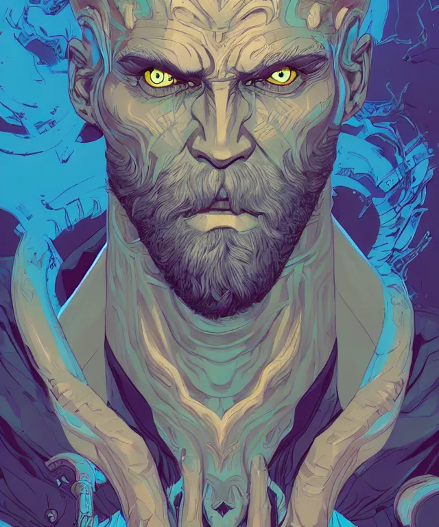 Prompt: a portrait of a half zeus half devil, fantasy, elegant, digital painting, artstation, concept art, matte, sharp focus, illustration, art by josan gonzalez