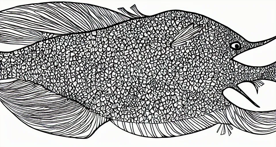 Prompt: illustration of an anglerfish, stylized linework, ornamentation, artistic