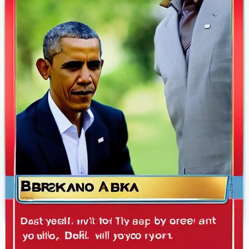 Prompt: A Pokémon card of Barack Obama,